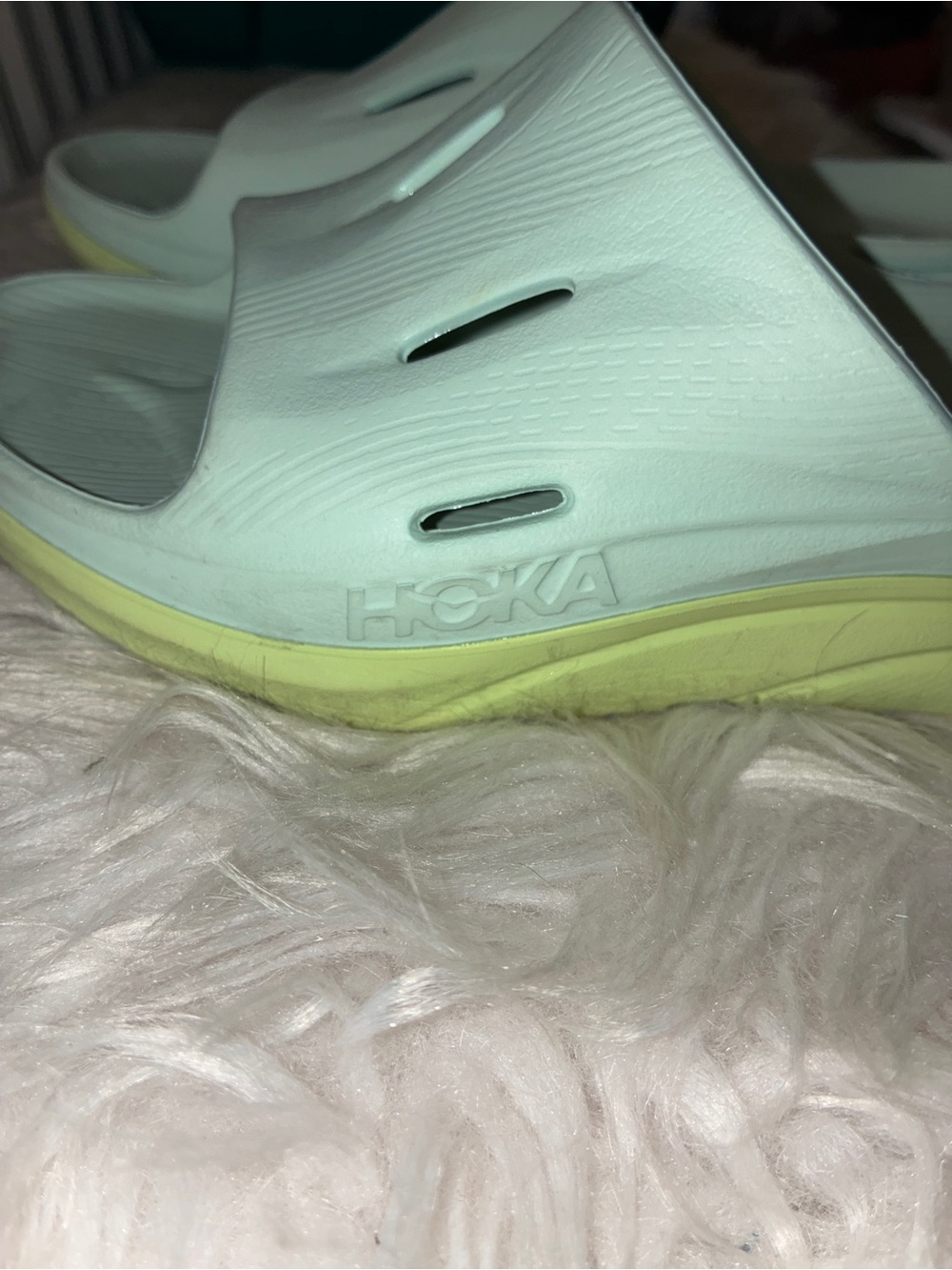 Hoka Ora 3 Recovery Slide Aqua Breeze / Celery Juice Sz 8 - Picture 13 of 16